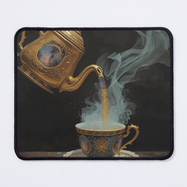 Item preview, Celestial Tea - Ornate Golden Teapot Pouring Starry Night Galaxy Art designed and sold by UnRealS.