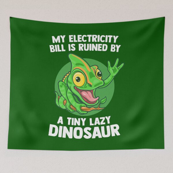 Item preview, Funny lizard electricity bill - lazy dinosaur joke (on dark colors) designed and sold by messy-nessie.