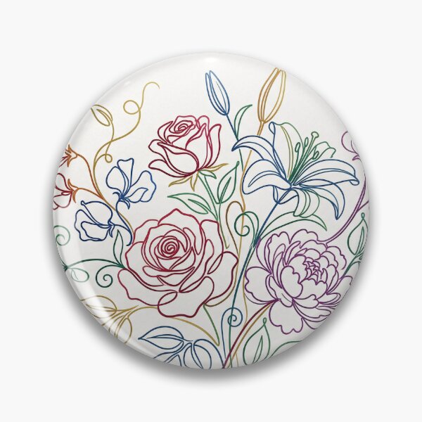 Item preview, Elegant Continuous Line Floral Bouquet Color Illustration designed and sold by PixorStudio.