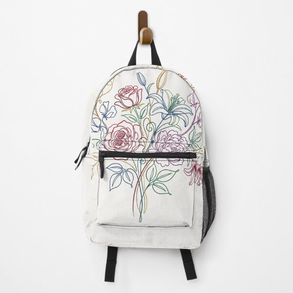 Item preview, Elegant Continuous Line Floral Bouquet Color Illustration designed and sold by PixorStudio.