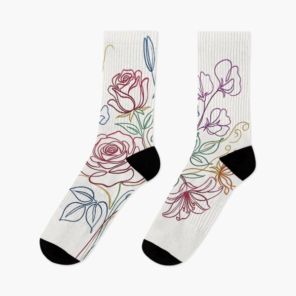 Item preview, Elegant Continuous Line Floral Bouquet Color Illustration designed and sold by PixorStudio.