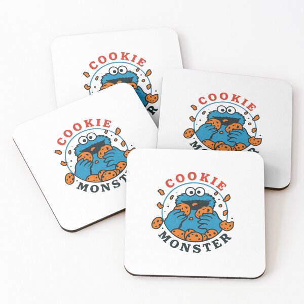 Item preview, Blue Cookie Monster — Funny Cartoon Monster Jumping on Chocolate Chip Cookies designed and sold by Colorful-Garden.