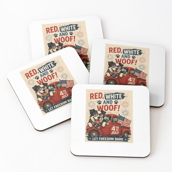 Item preview, Red White and Woof Funny Patriotic Dog 4th of July Truck Design designed and sold by PoojaArtLab.