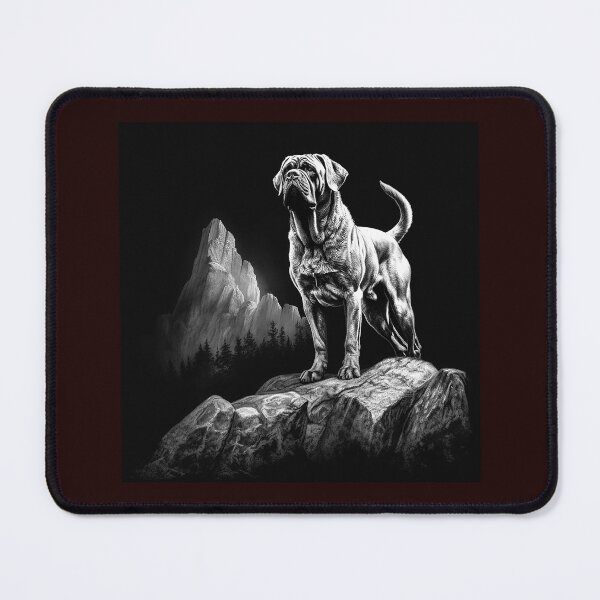 Item preview, Majestic Guard Dog on Mountain Peak Black and White Wildlife Art designed and sold by inkoutninja.
