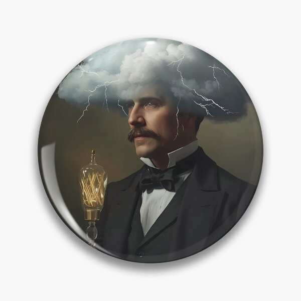 Item preview, The Storm of Genius - Vintage Inventor with Lightning Cloud Head Art designed and sold by UnRealS.