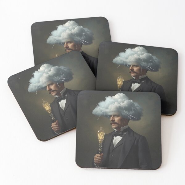 Item preview, The Storm of Genius - Vintage Inventor with Lightning Cloud Head Art designed and sold by UnRealS.