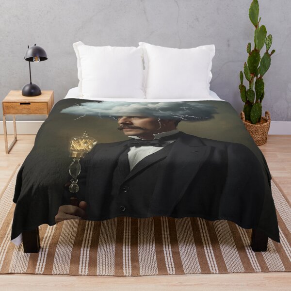 Item preview, The Storm of Genius - Vintage Inventor with Lightning Cloud Head Art designed and sold by UnRealS.