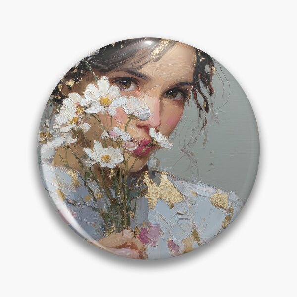 Item preview, Elegant Woman with Daisies and Gold Leaf Art designed and sold by colorful-white.