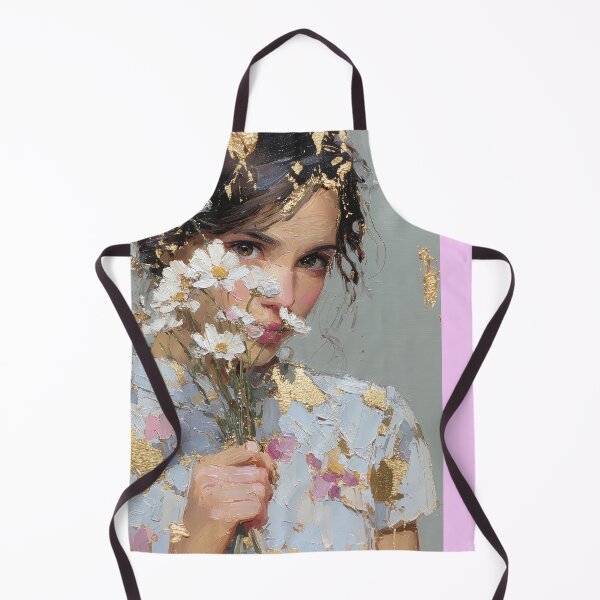 Item preview, Elegant Woman with Daisies and Gold Leaf Art designed and sold by colorful-white.