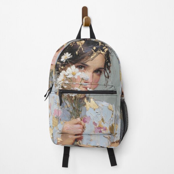 Item preview, Elegant Woman with Daisies and Gold Leaf Art designed and sold by colorful-white.