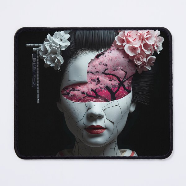 Item preview, Broken Porcelain Geisha - Surreal Japanese Sakura Garden and Fractured Doll Art designed and sold by UnRealS.