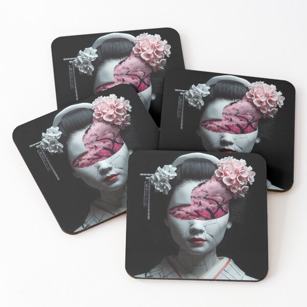 Item preview, Broken Porcelain Geisha - Surreal Japanese Sakura Garden and Fractured Doll Art designed and sold by UnRealS.