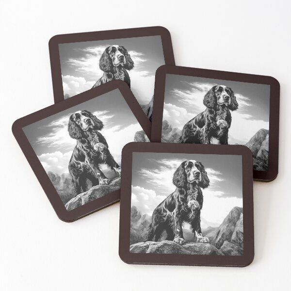 Item preview, Black and White Springer Spaniel Mountain Dog Art designed and sold by inkoutninja.