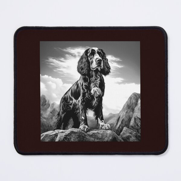 Item preview, Black and White Springer Spaniel Mountain Dog Art designed and sold by inkoutninja.