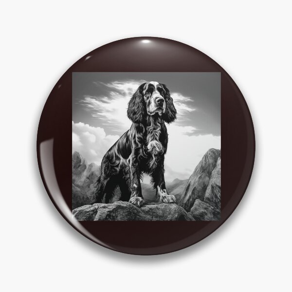 Item preview, Black and White Springer Spaniel Mountain Dog Art designed and sold by inkoutninja.