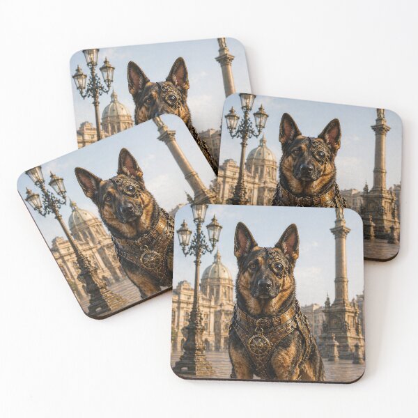 Item preview, German Shepherd – PET_ALERT_PROTECTIVE_STANCE - Square - Apparel - Light_Industrial designed and sold by Altered Art By Steve.