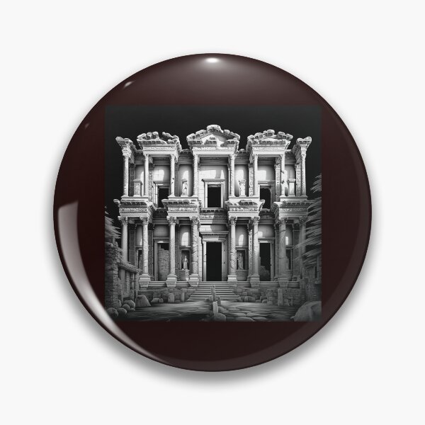 Item preview, Ancient Temple Ruins Black and White Architectural Art designed and sold by inkoutninja.