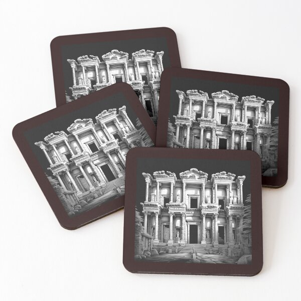 Item preview, Ancient Temple Ruins Black and White Architectural Art designed and sold by inkoutninja.