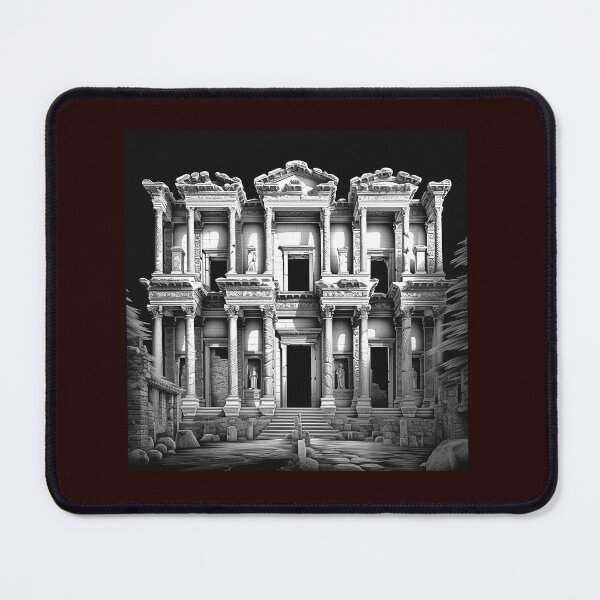 Item preview, Ancient Temple Ruins Black and White Architectural Art designed and sold by inkoutninja.