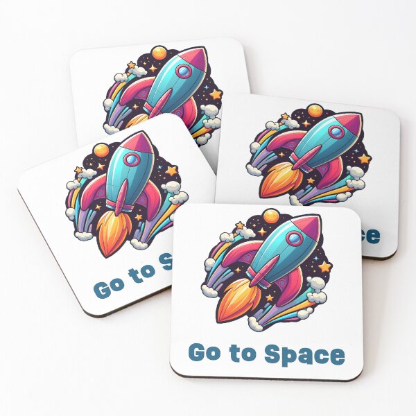 Item preview, Colorful Spaceship Go to Space – Vibrant Sci-Fi Illustration with Bold Typography designed and sold by BobaBunny76.