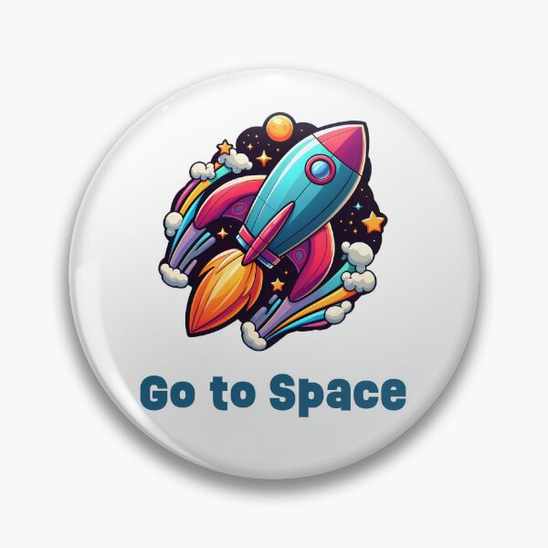 Item preview, Colorful Spaceship Go to Space – Vibrant Sci-Fi Illustration with Bold Typography designed and sold by BobaBunny76.