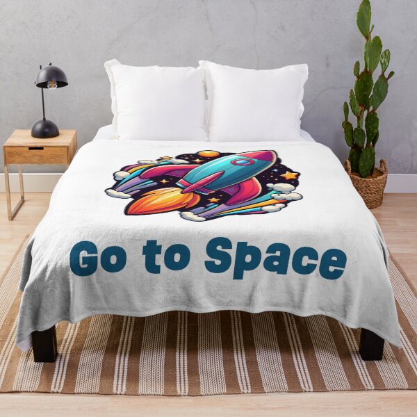 Item preview, Colorful Spaceship Go to Space – Vibrant Sci-Fi Illustration with Bold Typography designed and sold by BobaBunny76.