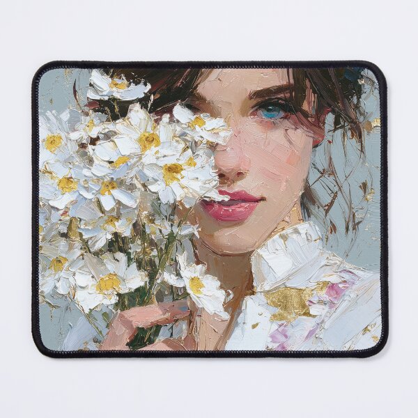 Item preview, Radiant Woman with Daisies and Gold Accents designed and sold by colorful-white.