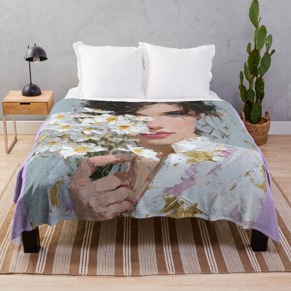 Item preview, Radiant Woman with Daisies and Gold Accents designed and sold by colorful-white.