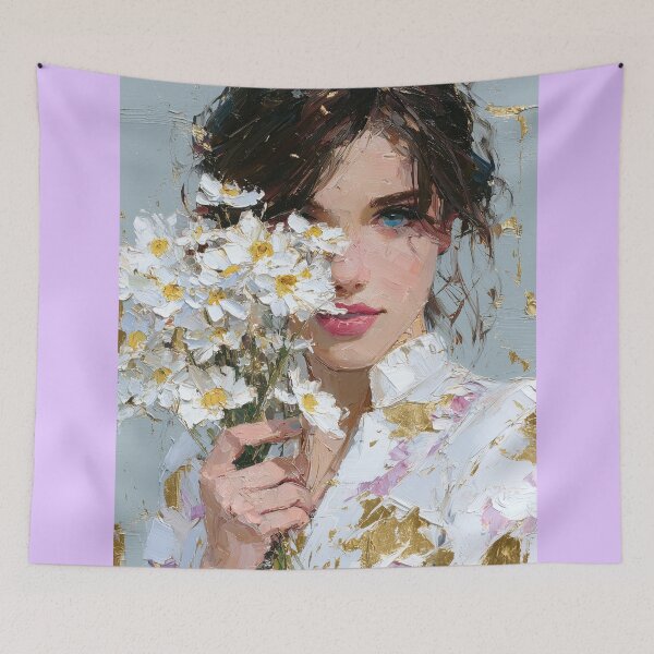 Item preview, Radiant Woman with Daisies and Gold Accents designed and sold by colorful-white.