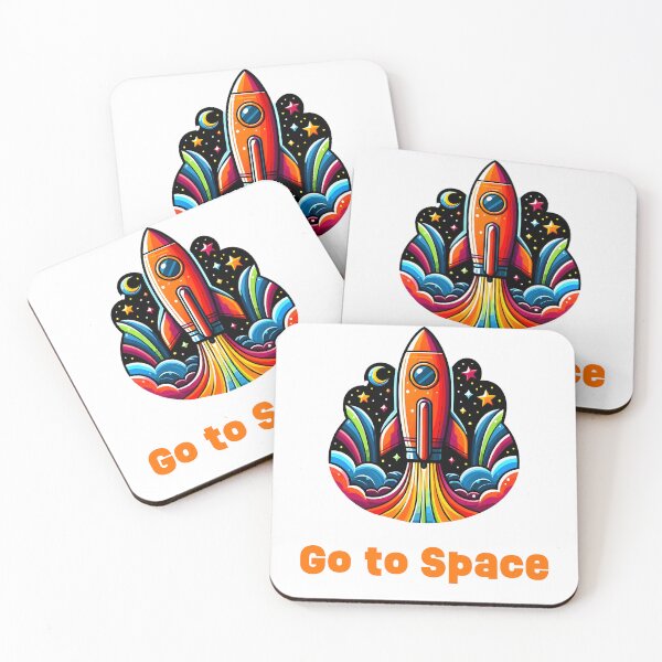 Item preview,  Colorful Spaceship Go to Space – Vibrant Sci-Fi Illustration with Bold Typography designed and sold by BobaBunny76.
