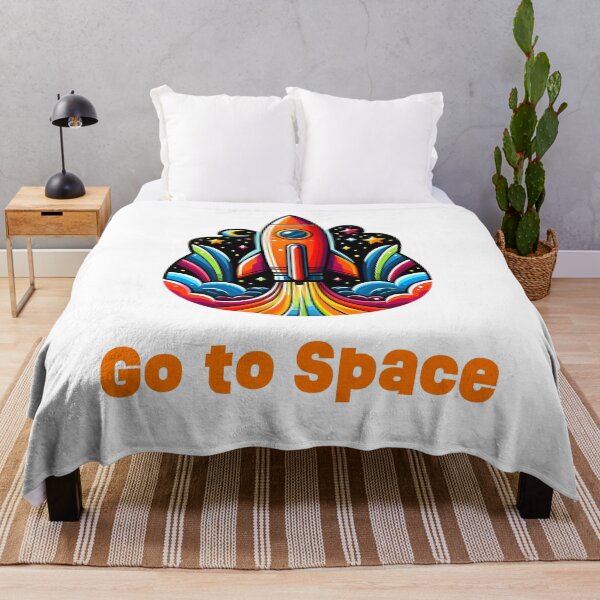 Item preview,  Colorful Spaceship Go to Space – Vibrant Sci-Fi Illustration with Bold Typography designed and sold by BobaBunny76.