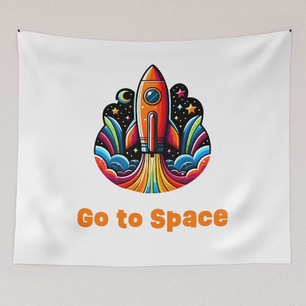 Item preview,  Colorful Spaceship Go to Space – Vibrant Sci-Fi Illustration with Bold Typography designed and sold by BobaBunny76.