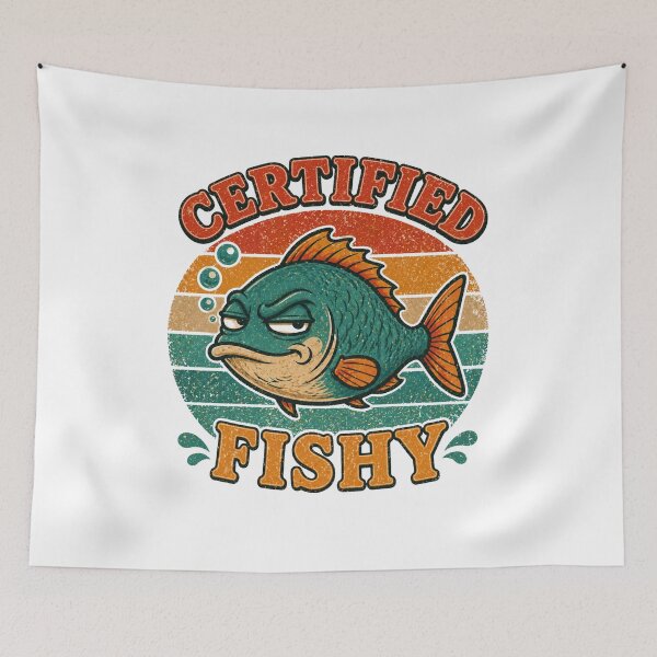 Item preview, Certified Fishy Fish Retro Fishing graphic designed and sold by byaga.