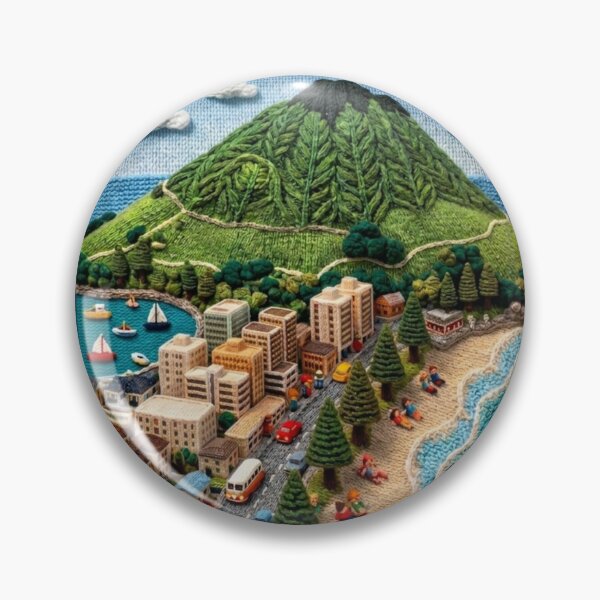 Item preview, Knitted Mt Maunganui New Zealand Landscape Art designed and sold by EmpoweredEchoesSpirit.