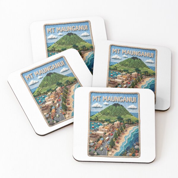 Item preview, Knitted Mt Maunganui New Zealand Landscape Art designed and sold by EmpoweredEchoesSpirit.