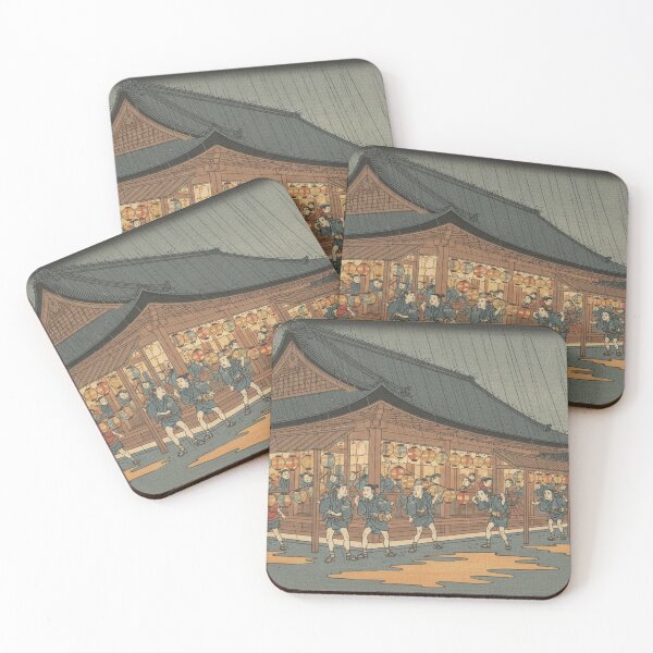 Item preview, Lantern-Lit Temple Festival in the Rain — Ukiyo-e Japanese Art designed and sold by Ukiyo Creatures.