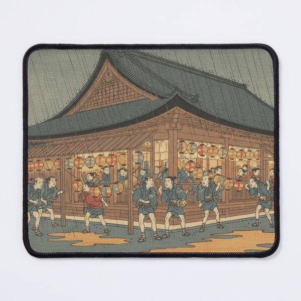 Item preview, Lantern-Lit Temple Festival in the Rain — Ukiyo-e Japanese Art designed and sold by UkiyoExplained.