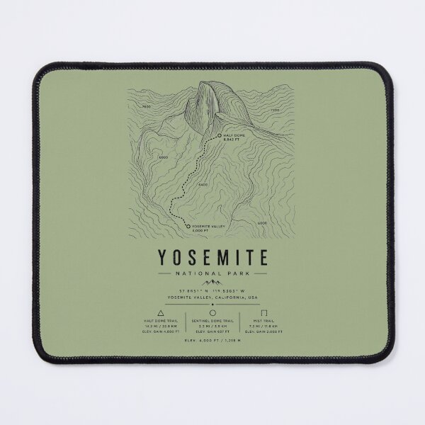 Item preview, Yosemite National Park Topographic Map – Half Dome Hiking Trail Minimalist Art designed and sold by ThreadTheory976.