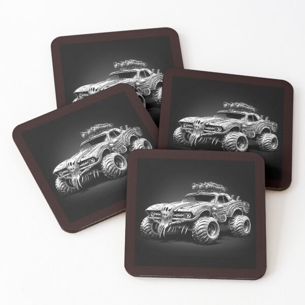 Item preview, Monster Truck Off Road Vehicle Black and White Graphic Art designed and sold by inkoutninja.