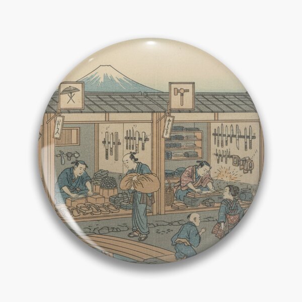 Item preview, Edo Repair Street with Mount Fuji — Ukiyo-e Mottainai Art designed and sold by UkiyoExplained.