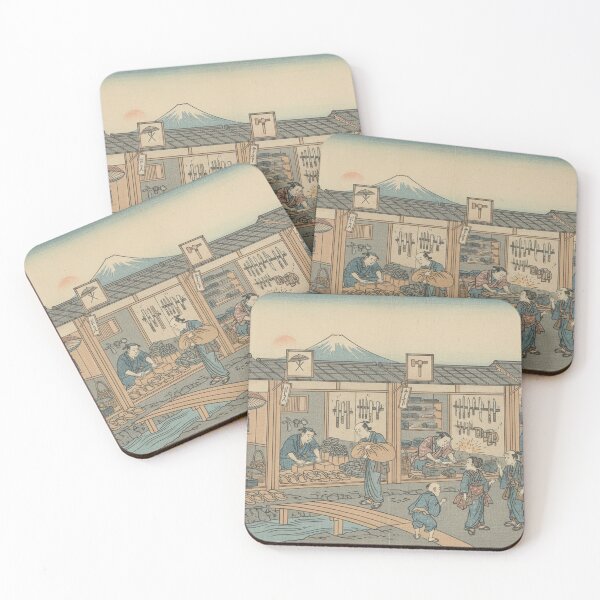 Item preview, Edo Repair Street with Mount Fuji — Ukiyo-e Mottainai Art designed and sold by Ukiyo Creatures.