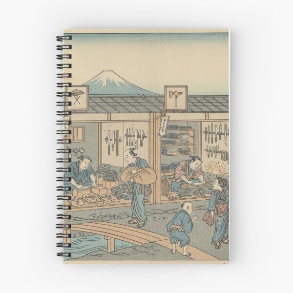 Item preview, Edo Repair Street with Mount Fuji — Ukiyo-e Mottainai Art designed and sold by UkiyoExplained.