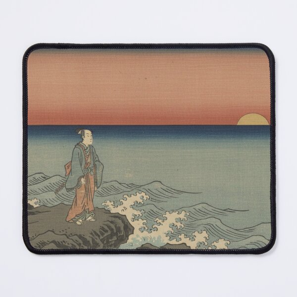 Item preview, Sunset Ocean Contemplation — Ukiyo-e Japanese Landscape Art designed and sold by UkiyoExplained.