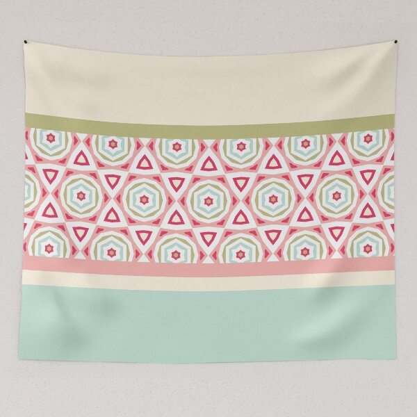 Item preview, Stripes Geometric Star Flowers Pattern Composition Nordic Color 01 designed and sold by Stefanie Boike.