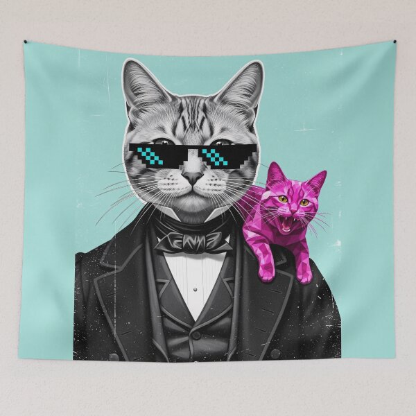Item preview, Cool Tuxedo Cat With Sunglasses Meme Art designed and sold by PixorStudio.