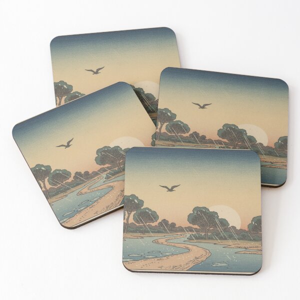 Item preview, Peaceful Rain on the River — Ukiyo-e Komorebi Japanese Art designed and sold by UkiyoExplained.