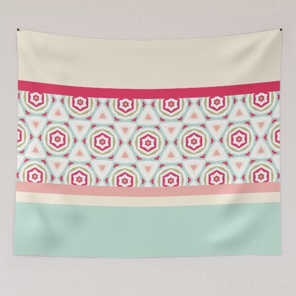 Item preview, Stripes Geometric Star Flowers Pattern Composition Nordic Color 02 designed and sold by Stefanie Boike.