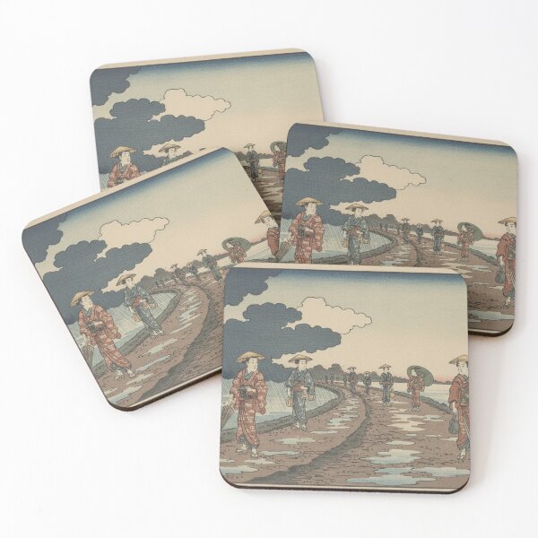 Item preview, Walking Forward After the Storm — Ukiyo-e Japanese Travelers Art designed and sold by UkiyoExplained.