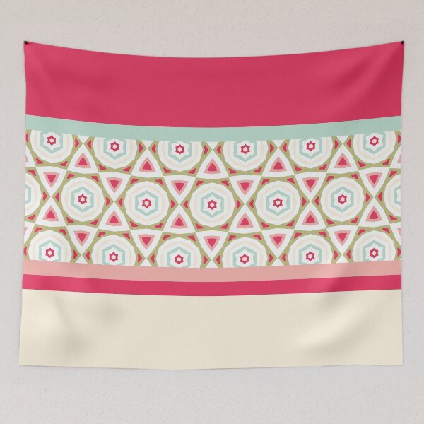 Item preview, Stripes Geometric Star Flowers Pattern Composition Nordic Color 03 designed and sold by Stefanie Boike.