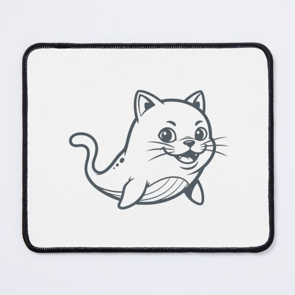 Artikelvorschau, Cute Beluga Cat Hybrid Line Art - Minimalist Playful Whale Kitten Design entworfen und verkauft von VanSum.